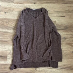 Brown V-Neck Women's Tunic Top